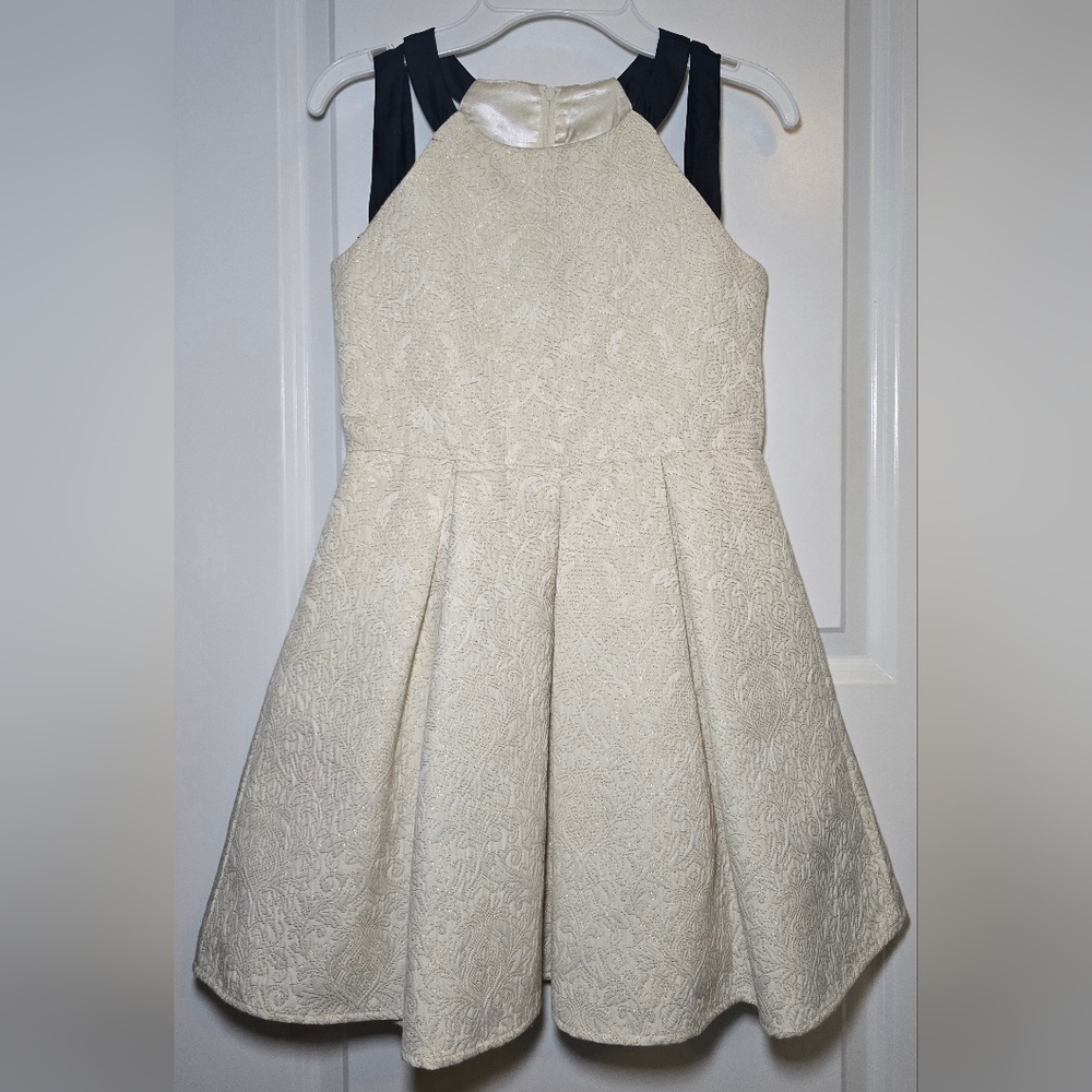The Children's Place Cream and Black Jacquard Fit & Flare Formal Dress‎ Size 10
